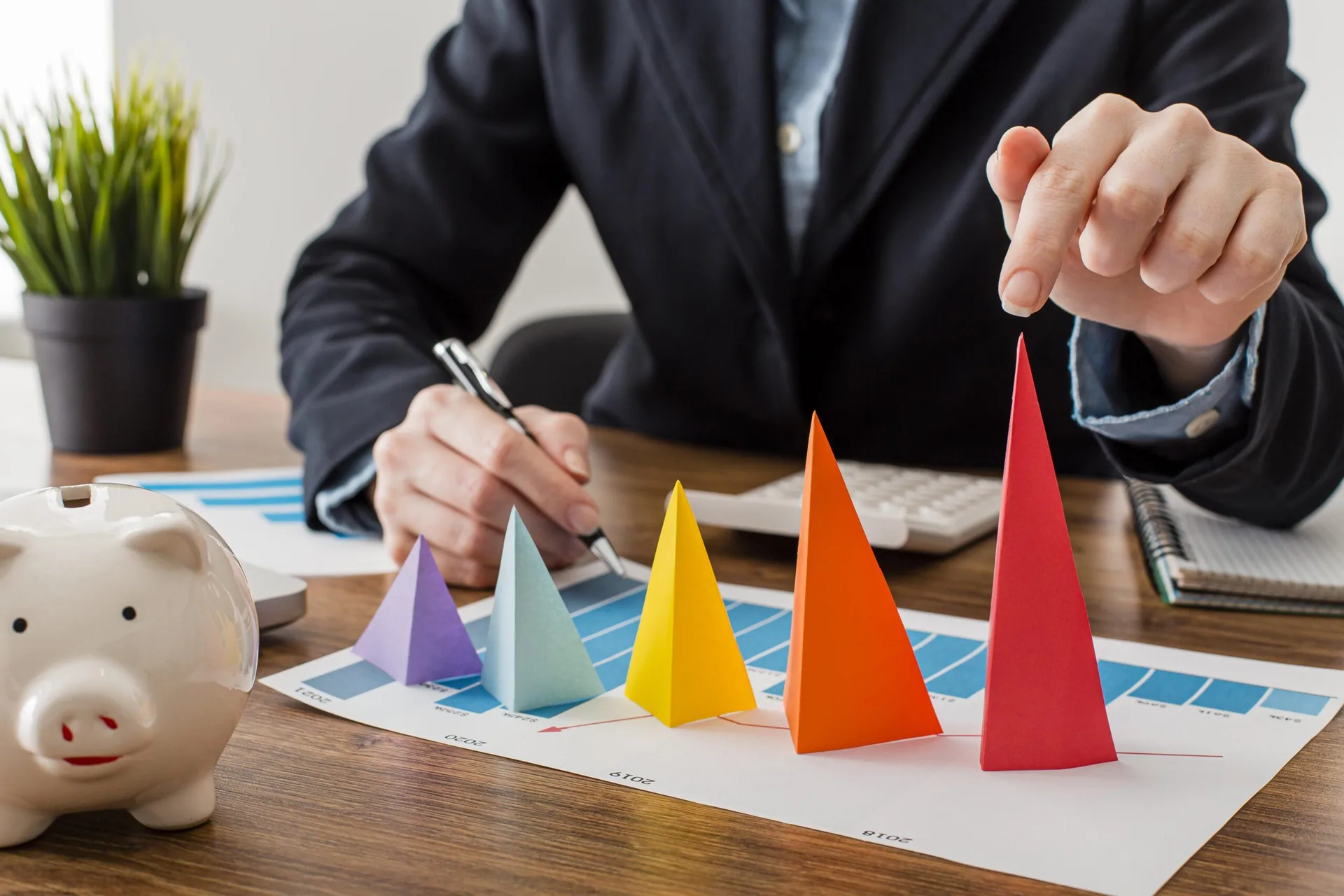 Business analyst evaluating risk assessment at workplace