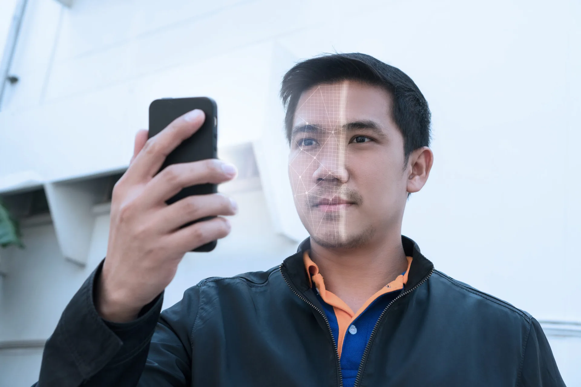 Face scanning through a smartphone for biometric verification